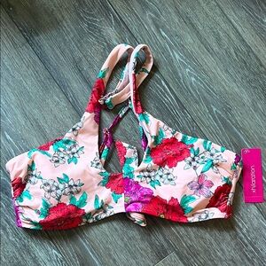 Xhilaration Pink Floral Bikini Top